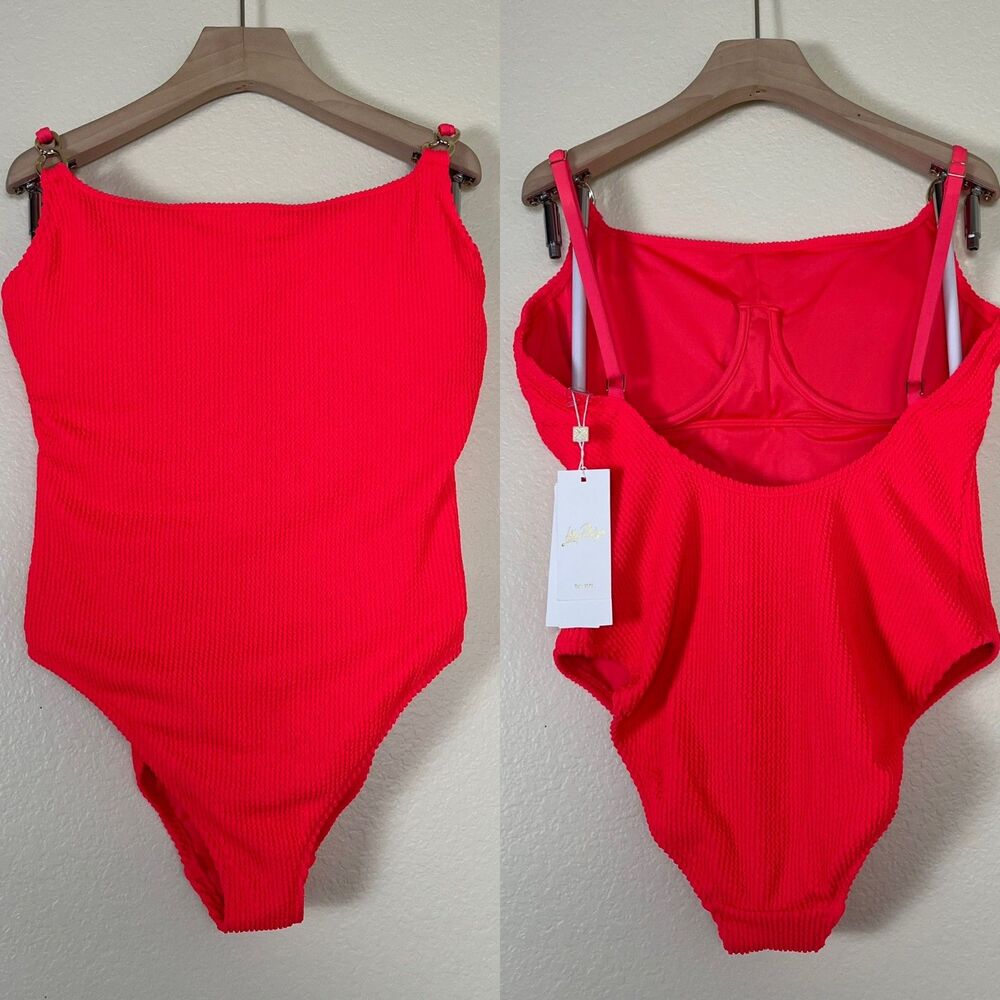 Lilly Pulitzer Women Size 14 Alizee Mizner Red One Piece Swimsuit Beach Vacation - Picture 3 of 12